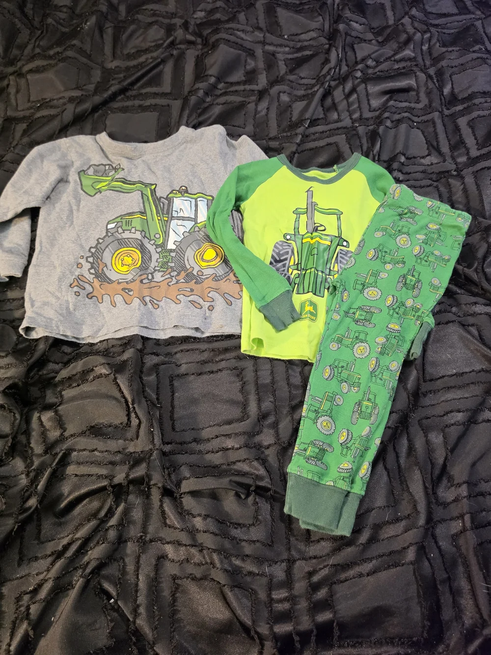 Green Tractor Kids Pajama Set - 2-Piece Long Sleeve Top & Pants